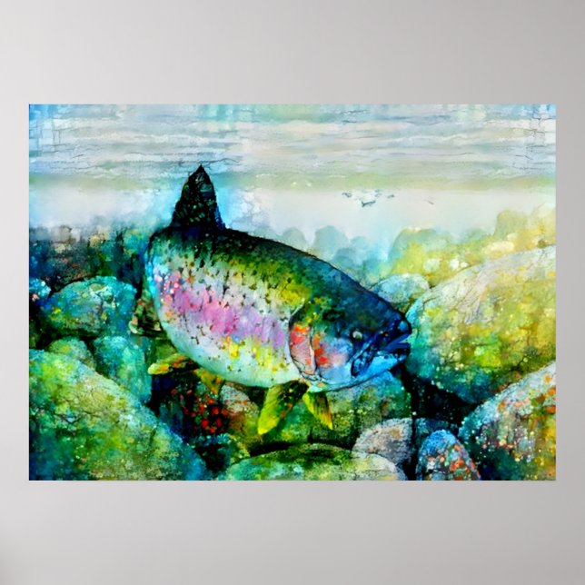 Gorgeous Rainbow Trout in Bright Colors Poster (Front)