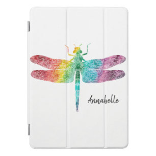 Gorgeous Rainbow Watercolor Dragonfly Silhouette iPad Pro Cover