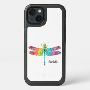 Gorgeous Rainbow Watercolor Dragonfly Silhouette P iPhone 13 Case