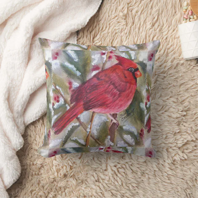 RED CARDINAL THROW PILLOW Zazzle