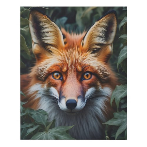 Gorgeous Red Fox in Leaves Portrait  Faux Canvas Print