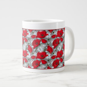 Gorgeous red poppies summer flowers pattern giant coffee mug