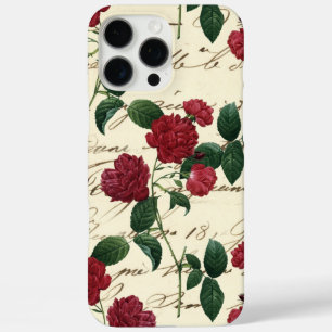 Gorgeous Red Roses and Classic Vintage Handwriting iPhone 16 Pro Max Case