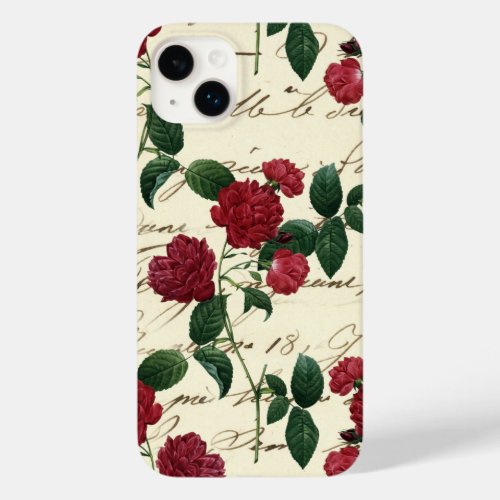 Gorgeous Red Roses and Classic Vintage Handwriting Case_Mate iPhone 14 Plus Case