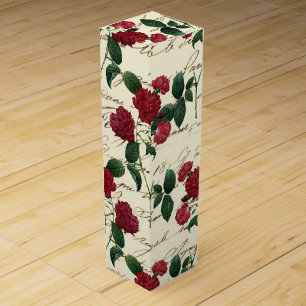 Gorgeous Red Roses and Classic Vintage Handwriting Wine Box