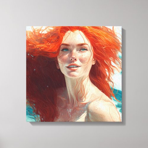 Gorgeous Redhead Emerging from the Water Canvas Print