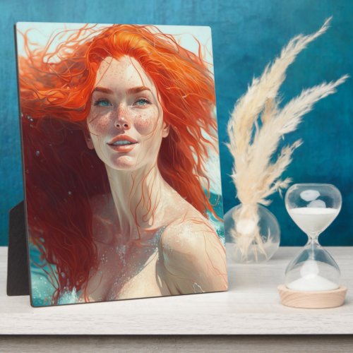 Gorgeous Redhead Emerging from the Water Plaque