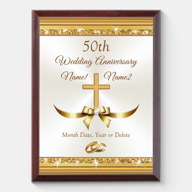 Gorgeous Religious 50th Anniversary Gifts Plaque (Vertical)