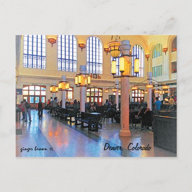 Gorgeous Remolded Lobby, Union Station, Denver, CO Postcard (Front)