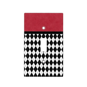 Gorgeous Retro Black White Red Argyle Light Switch Cover