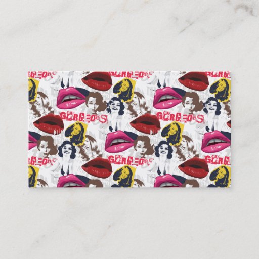 Customizable Gorgeous Retro Pinup Collage Barely There Business Card Template