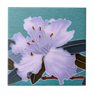 Gorgeous Rhododendron Art Nouveau Border Repro Ceramic Tile