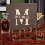 Gorgeous Rocks Glass Set with Engraved Decanter<br><div class="desc">Turn your casual whiskey experience from something ordinary and make it extraordinary with a personalized whiskey decanter set! Includes a decanter, four rocks glasses, and a large walnut box. Make your next glass of whiskey feel classier than any drink you've ever had before by pouring from your own custom decanter...</div>