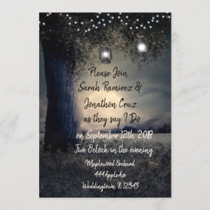 Gorgeous Romantic Lantern Lit Tree Wedding Invitation