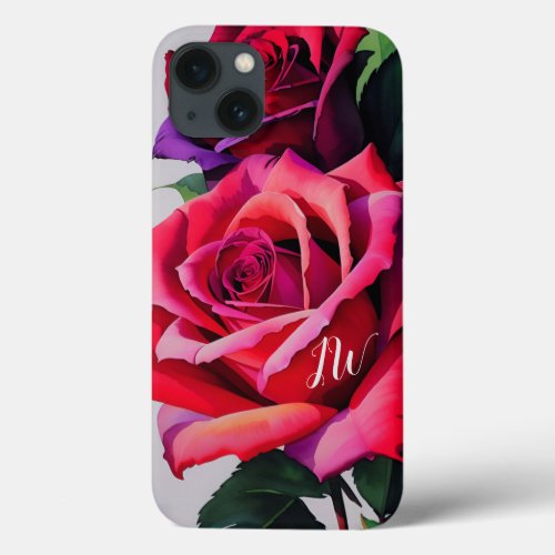 Gorgeous roses and custom text iPhone 13 case