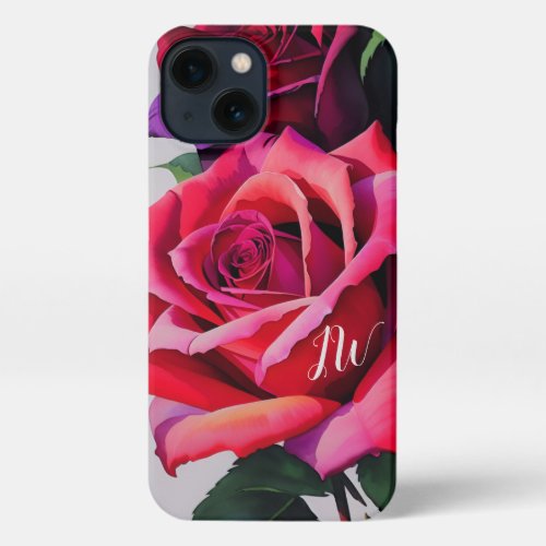 Gorgeous roses and custom text iPhone 13 case
