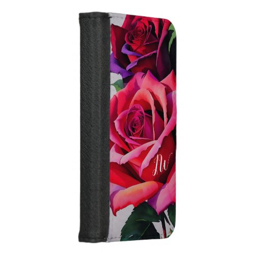 Gorgeous roses and custom text iPhone 87 wallet case