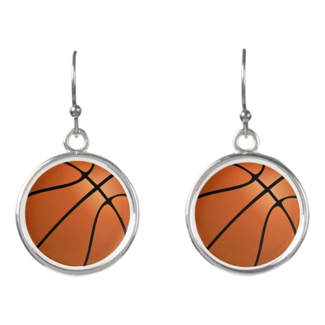 Gorgeous round drop earrings basketball (Front)