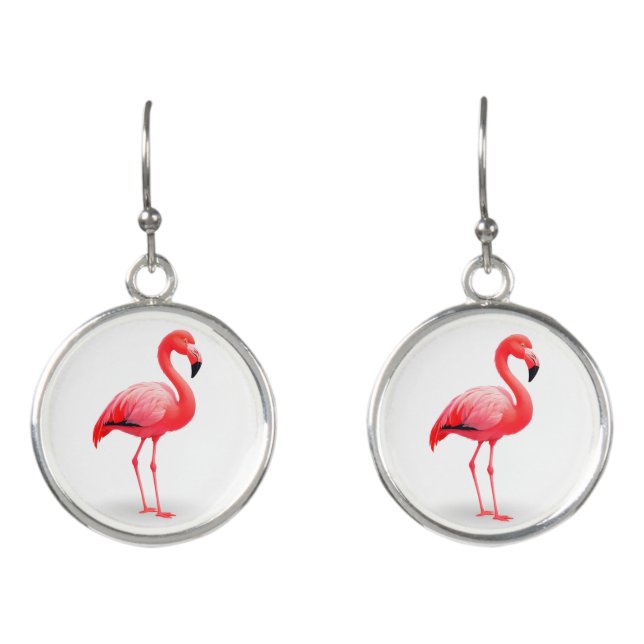 Gorgeous round drop earrings flamingo (Front)