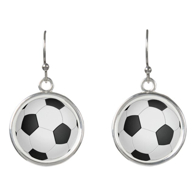 Gorgeous round drop earrings soccer (Front)