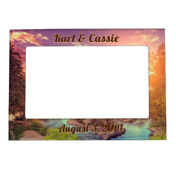 Gorgeous Rustic Creek Monogrammed Wedding Magnetic Frame by YourSportsGifts at Zazzle