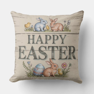 Gorgeous Rustic farm house inspired Happy Easter Throw Pillow