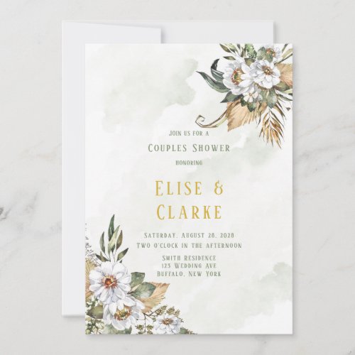 Gorgeous Sage and White Peony Couples Shower Invitation