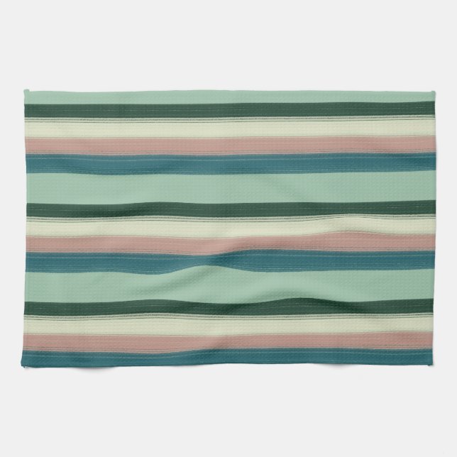 Gorgeous Sage Green Chic Striped Kitchen Towel (Horizontal)