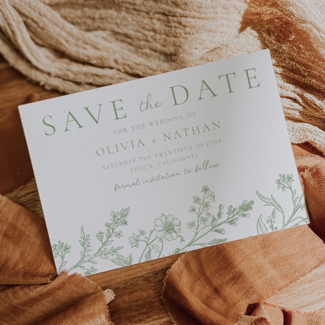 Gorgeous Sage Line Art Wedding Save The Date (Creator Uploaded)