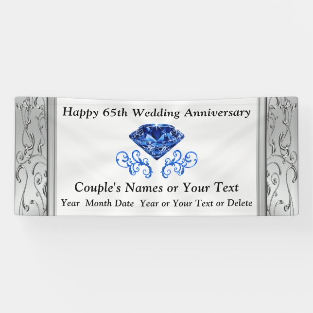 Gorgeous Sapphire 65th Wedding Anniversary Banner (Horizontal)