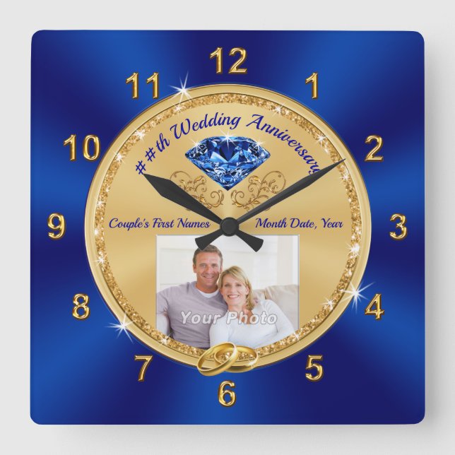 Gorgeous Sapphire Anniversary Gifts 45th ANY YEAR Square Wall Clock (Front)