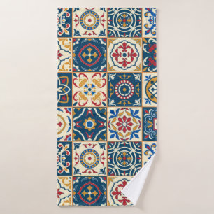 Gorgeous seamless pattern white colorful Moroccan, Bath Towel