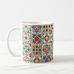 Gorgeous seamless pattern white colorful Moroccan, Coffee Mug