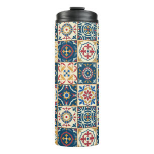 Gorgeous seamless pattern white colorful Moroccan, Thermal Tumbler