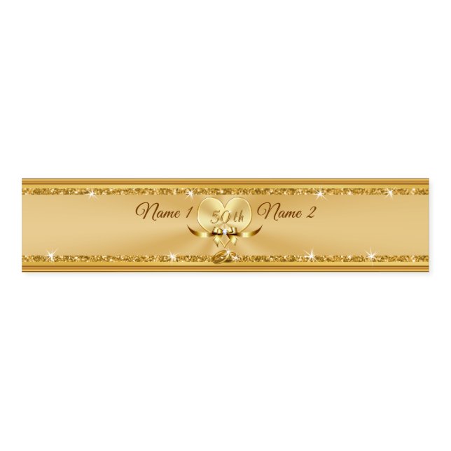 Gorgeous Self Adhesive Napkin Bands Gold for 50th (Unfolded)