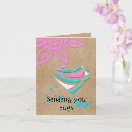 Gorgeous Sending You Hugs Heart Greeting Card