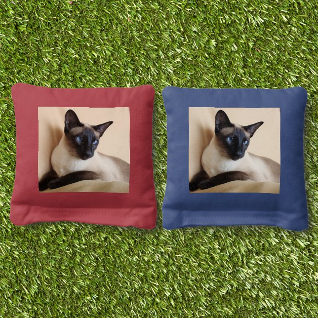 Gorgeous Siamese Cat Face Cornhole Bags (Grass)