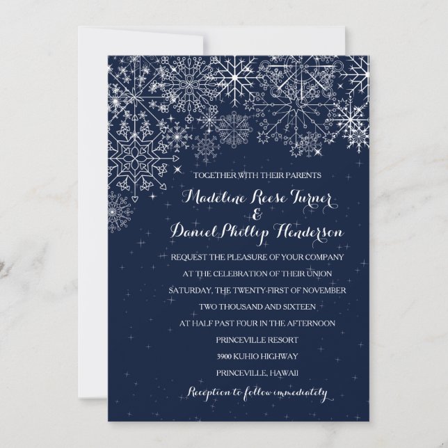 Gorgeous Snowflakes - Winter Wedding Invitations (Front)