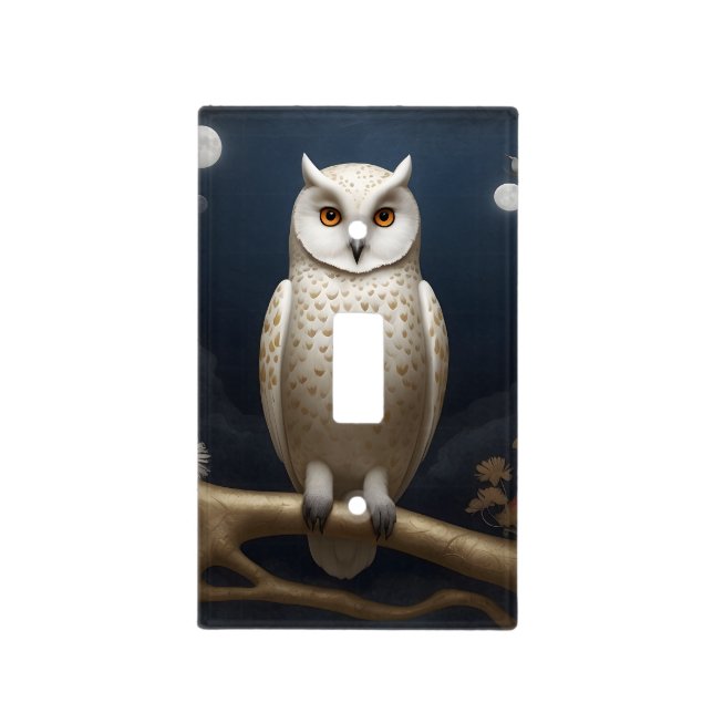 Gorgeous Snowy Owl Light Switch Cover (Front)