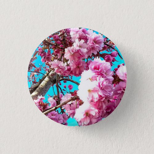 Gorgeous Spring Cherry Blossoms Digital Painting Button