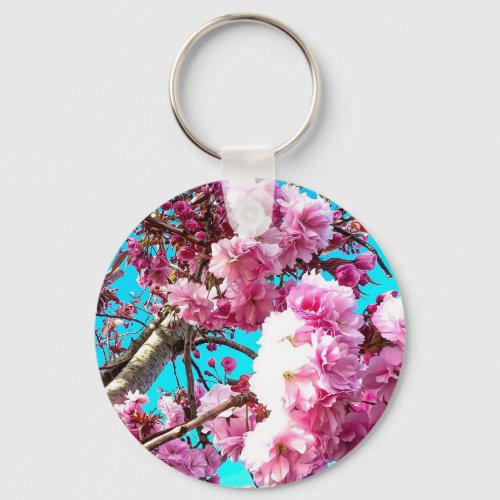 Gorgeous Spring Cherry Blossoms Digital Painting Keychain