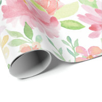 Gorgeous Spring Florals & White Watercolor Floral Wrapping Paper