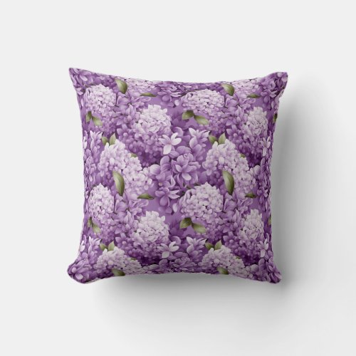 Gorgeous spring flowers purple lilac throw pillow