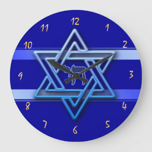 Gorgeous Star of David On blue Background jewish Large Clock