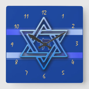 Gorgeous Star of David On blue Background jewish Square Wall Clock