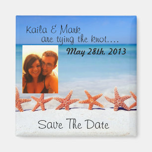 Gorgeous starfish beach save the date photo magnet