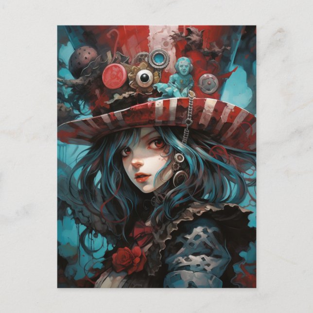 Gorgeous Steampunk Alice Postcard (Front)