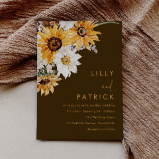 Gorgeous Sunflower Boho Floral Wedding Invitation