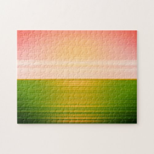 Gorgeous Sunrise over Green Field _ Abstract Art Jigsaw Puzzle
