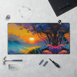 Gorgeous Sunrise over mountains Desk Mat